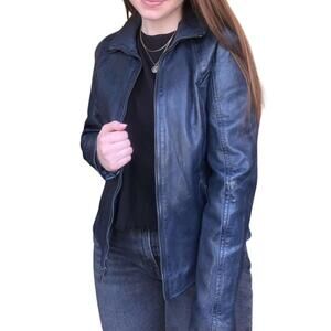 NEW MAURITIUS else rf leather jacket in navy
